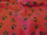 Faux Fur SHERPA FLEECE Sheepskin Fabric Material - RED PAWS